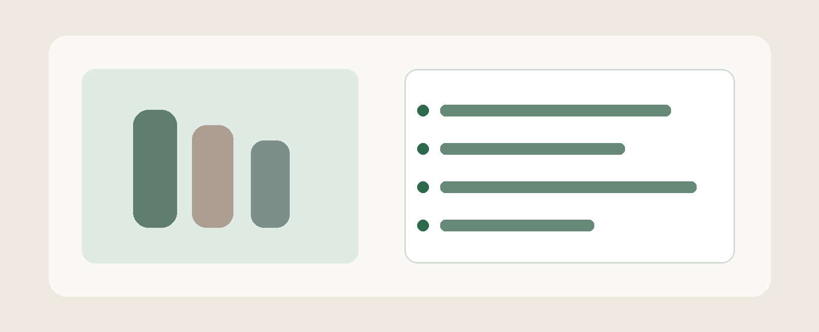 Neutral editorial illustration of reusable pod formats beside a product specification checklist.